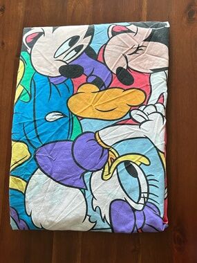 Vintage Disney Mickey & Friends "Pillow Fight" Twin Fitted Sheet - Rare 80s Kids